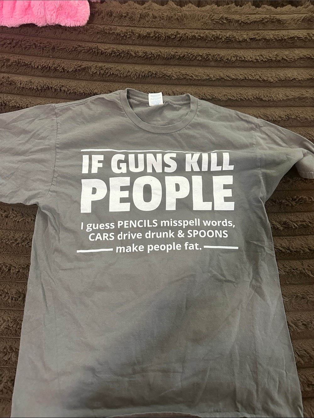 Gray Graphic Tee - 'If Guns Kill People' large